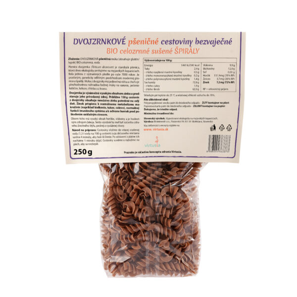 Dvouzrnkové těstoviny spirály BIO - Obrázek 2